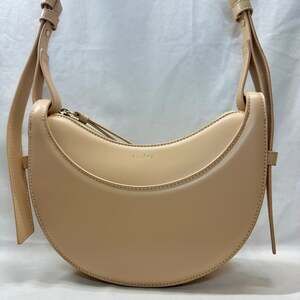 Polène Numéro Dix Half Moon Crossbody Bag, Beige/Blush Leather